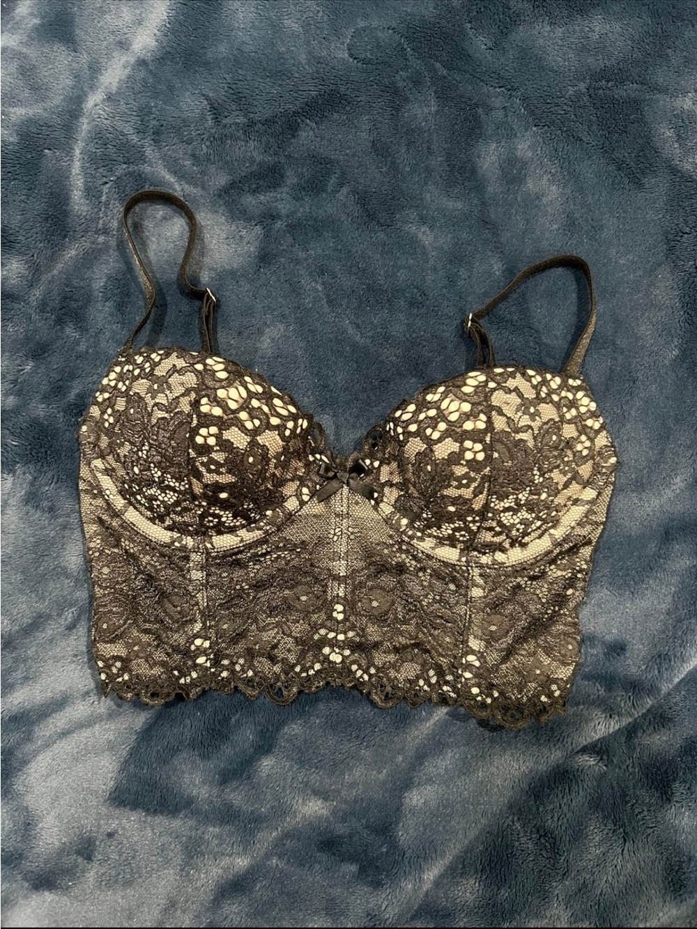 Victoria's Secret Black Lace Longline Bra / Corset